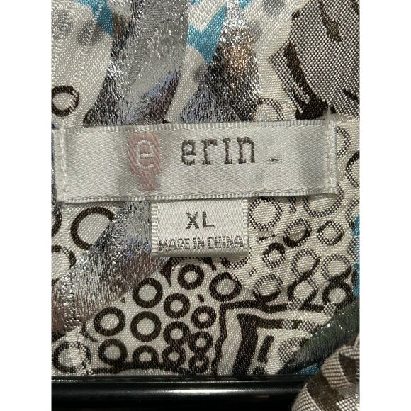 Erin Womens Floral Metallic Blazer Jacket Multicolor Sz XL - Picture 6 of 10